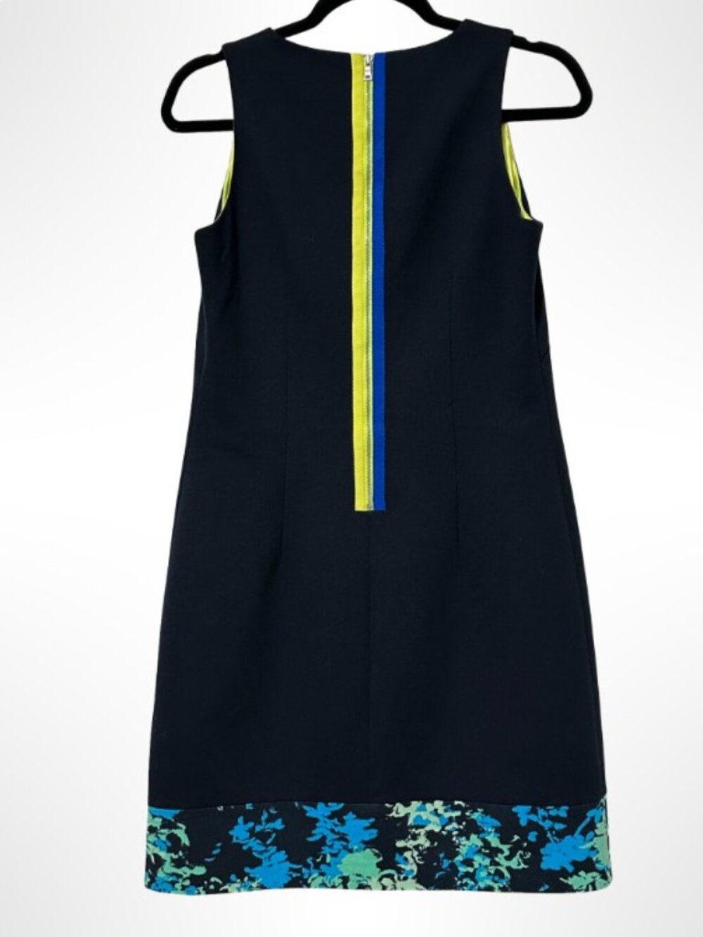 T TAHARI Sleeveless Sheath Print Hem Dress Navy Blue Size 6 - Picture 6 of 11